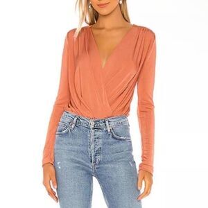 Free People Intimately Turnt Bodysuit Large Ginger Spice Long Sleeve Drape